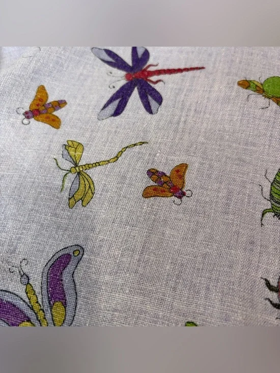 Vintage Purple Linen Blend Bug Patterned Button Up - Picture 9 of 13